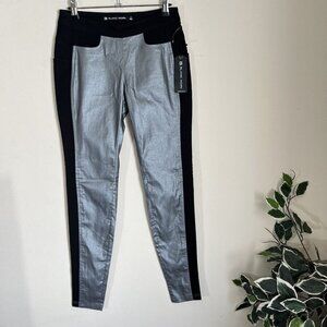 Blanc Noir Moto Legging Pants Size S Black Silver Gray Metallic Pockets New